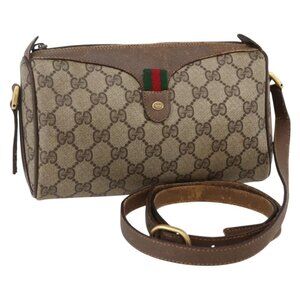 Authentic GUCCI GG Supreme Web Sherry Line Bag PVC Beige Gold 89 02 018